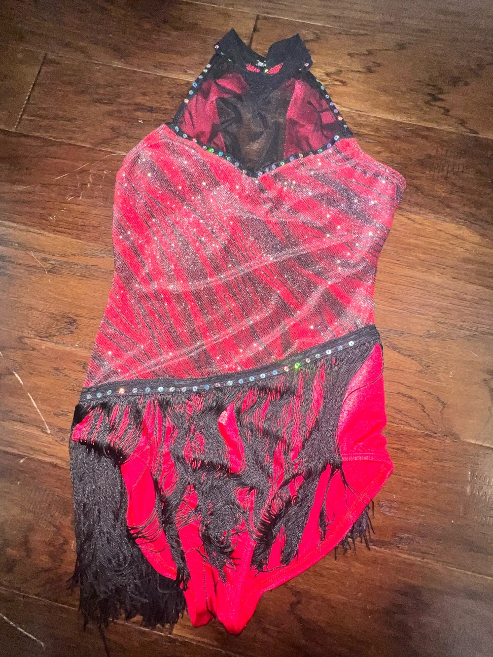 Women’s Red Glitter Fringe Dance Costume